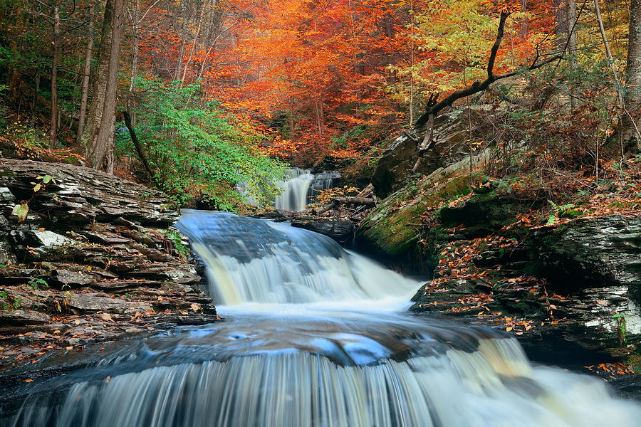 Autumn waterfalls #4 Photograph by Songquan Deng