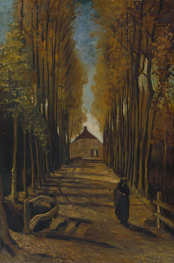 Avenue of poplars in autumn #10 Painting by Vincent van Gogh