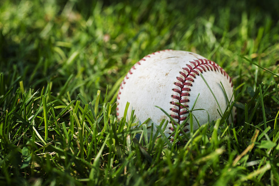 Baseball Photograph - Baseball in Green Grass #4 by Donald  Erickson