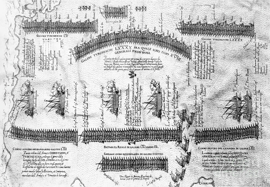 Battle Of Lepanto, 1571 #4 Drawing by Granger