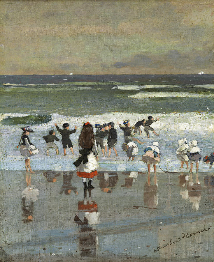Beach Scene Painting by Winslow Homer