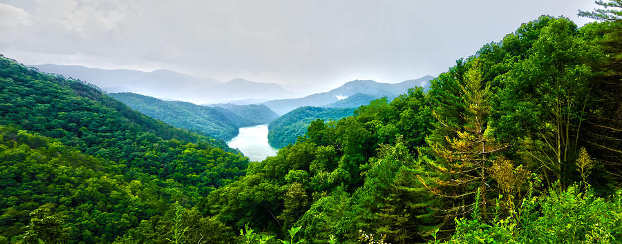 Beautiful Aerial Scenery Over Lake Fontana In Great Smoky Mounta #4 Photograph by Alex Grichenko