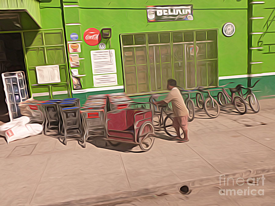 Belize - Green Market Bicycles Digital Art by Jason Freedman