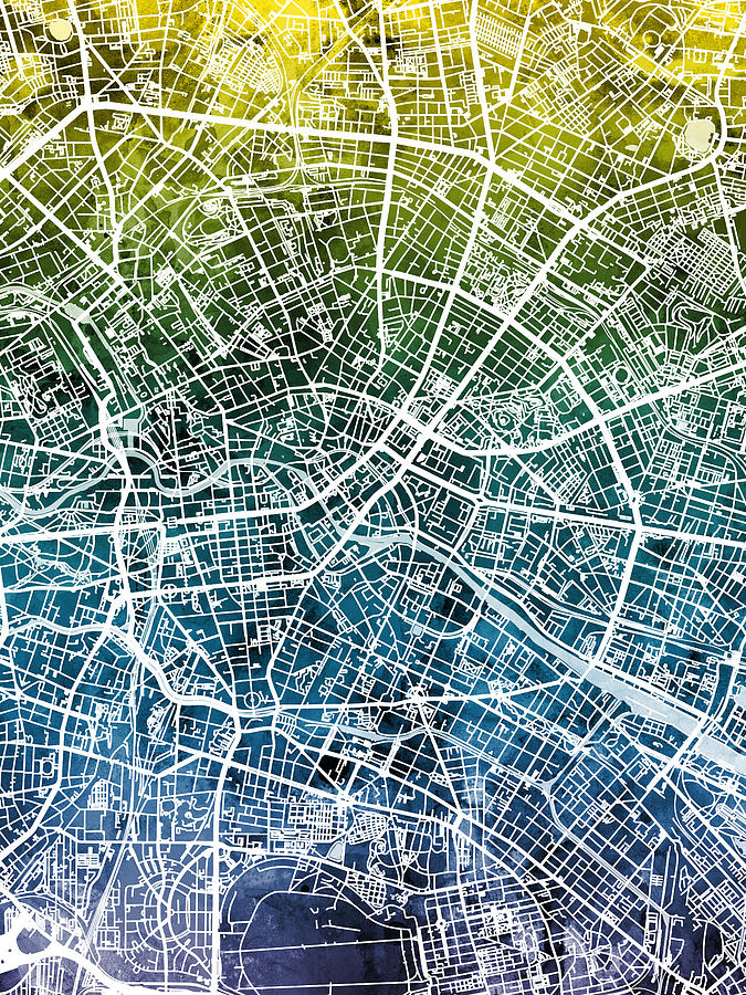 Berlin Digital Art - Berlin Germany City Map #4 by Michael Tompsett