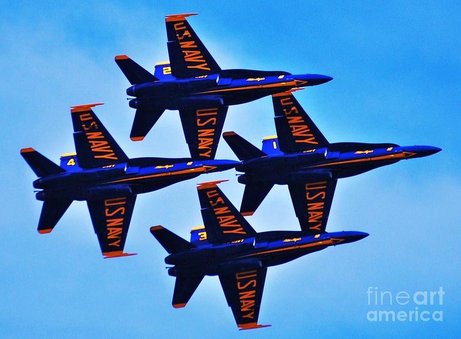 Airplane Photograph - 4 Blue Angels In Flight by Marcus Dagan