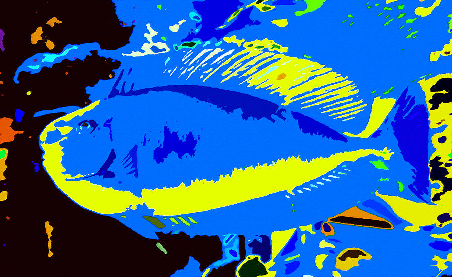 Blue Fish #4 Painting by David Lee Thompson