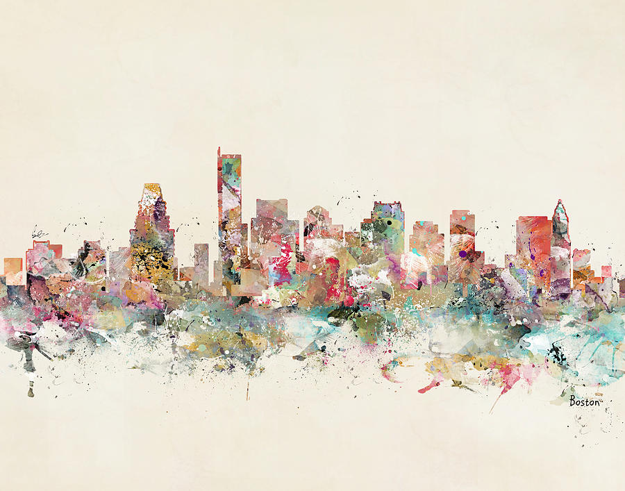 Boston City Skyline #4 Painting by Bri Buckley