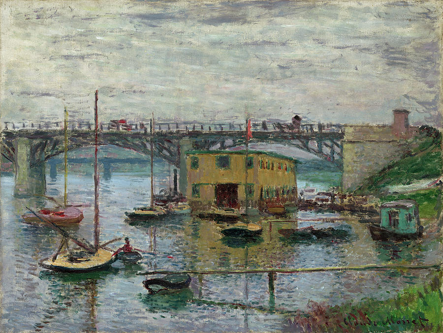 Claude Monet Painting -  Bridge at Argenteuil on a Gray Day #6 by Claude Monet