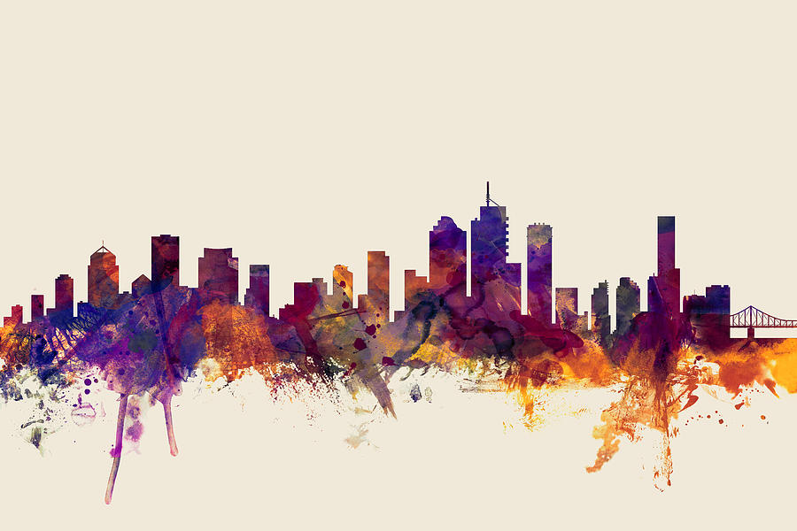 Brisbane Digital Art - Brisbane Australia Skyline #4 by Michael Tompsett