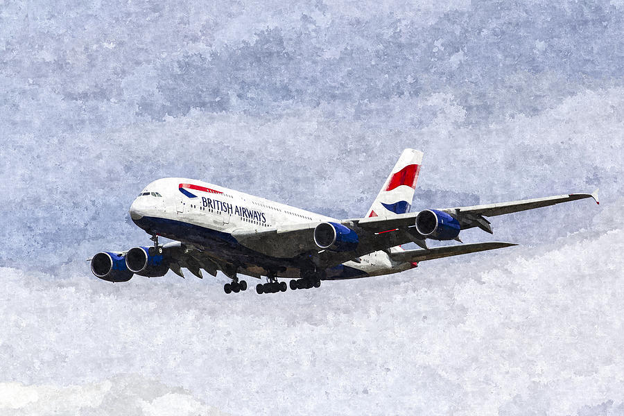 British Airways Painting - British Airways Airbus A380 Art #1 by David Pyatt