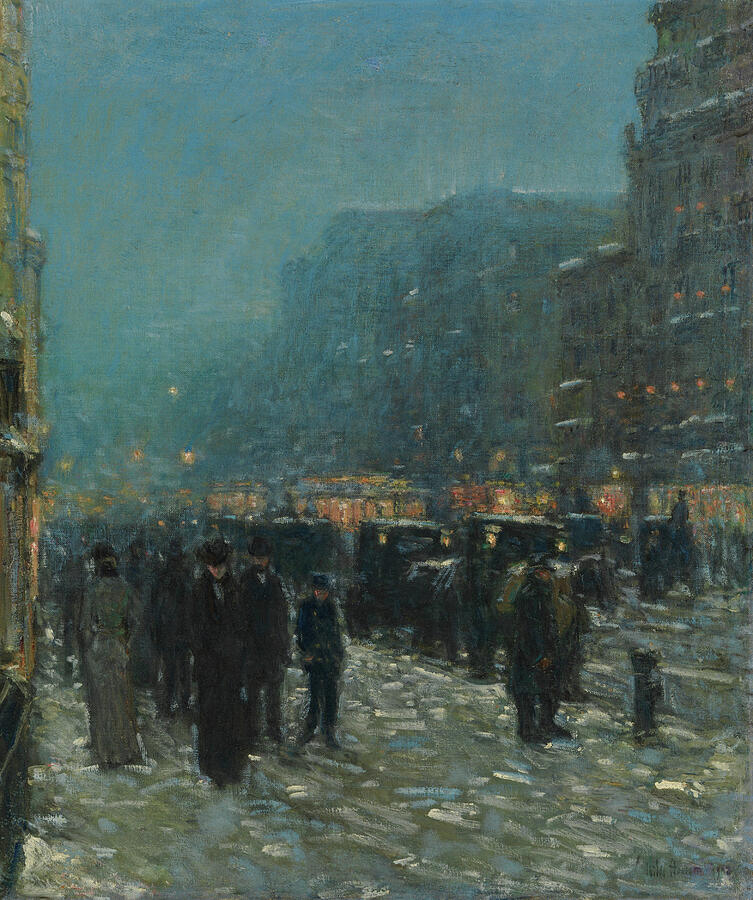 Broadway and 42nd Street, from 1902 Painting by Childe Hassam