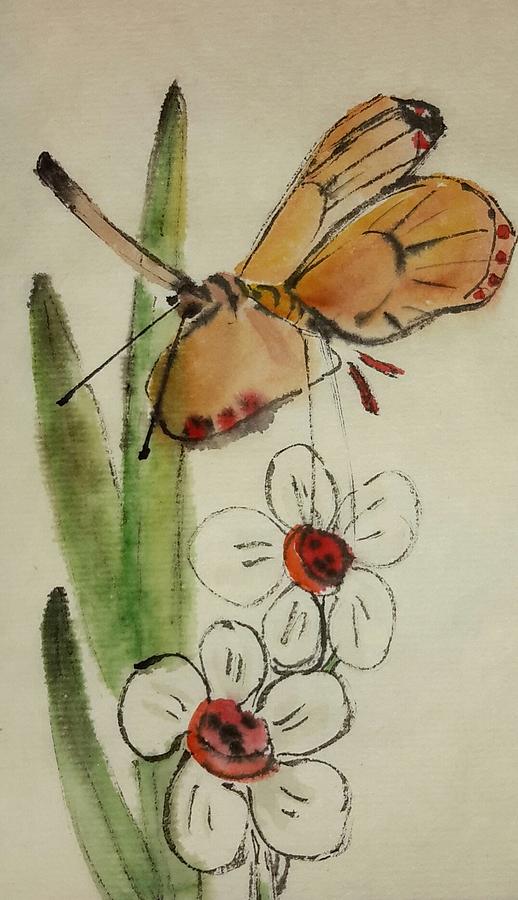 Bugs and blooms album #4 Painting by Debbi Saccomanno Chan