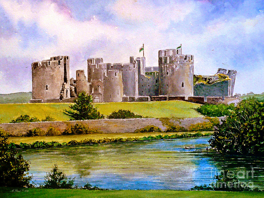 Caerphilly Castle #4 Painting by Andrew Read