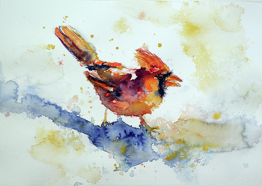 Cardinal bird #4 Painting by Kovacs Anna Brigitta