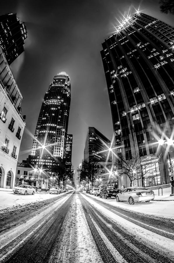 Charlotte Nc Skyline Covered In Snow #4 Photograph by Alex Grichenko