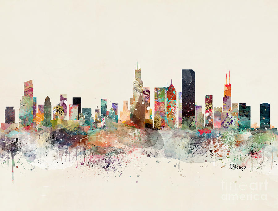 Chicago Painting - Chicago Illinois Skyline #4 by Bri Buckley