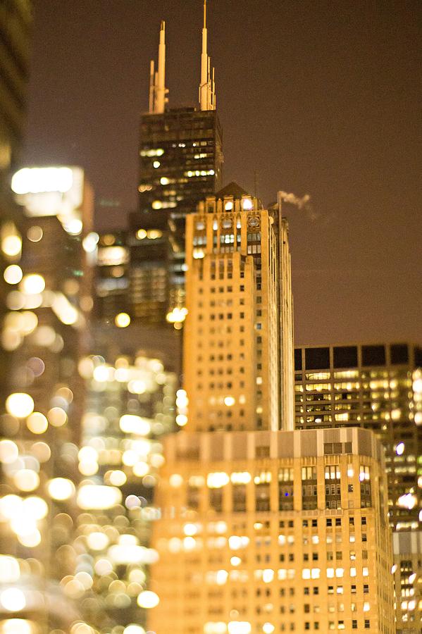 Chicago Illinois Tilt Effect Cityscape At Night #4 Photograph by Alex Grichenko