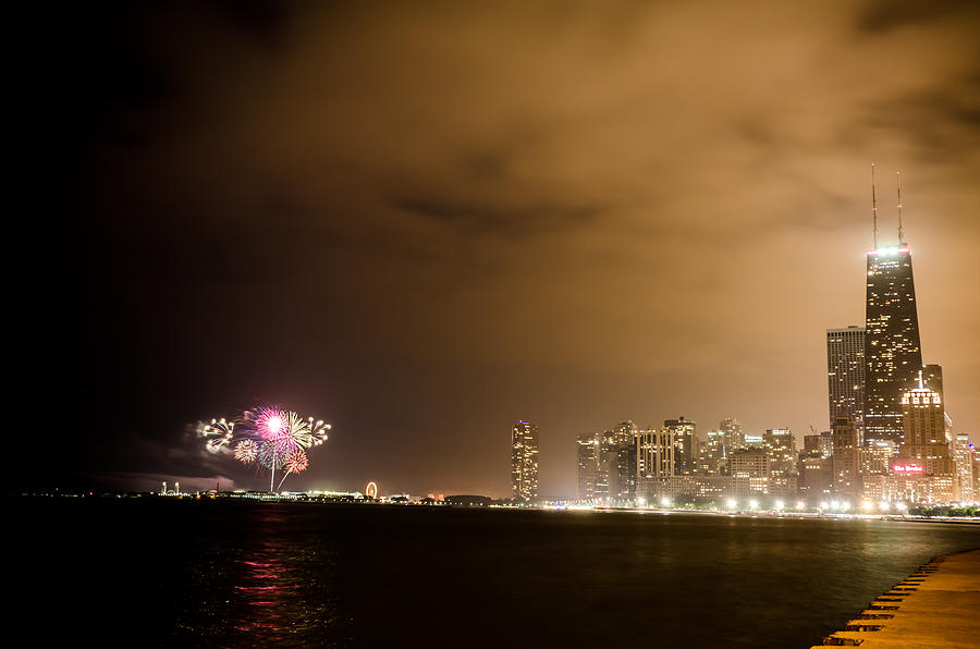 Chicago Skyline Fireworks #4 Photograph by Anthony Doudt