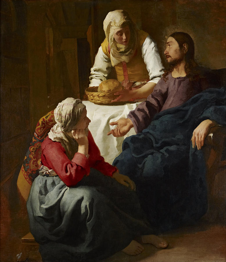 Christ In The House Of Martha And Mary #4 Painting by Johannes Vermeer