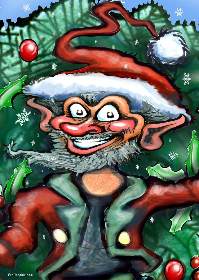 Christmas Elf #5 Painting by Kevin Middleton