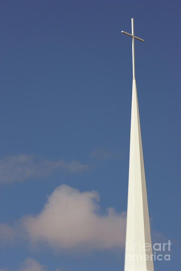 Church steeple with cross Photograph by Alan Look - Fine Art America