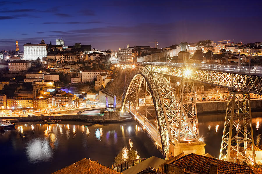 City of Porto by Night in Portugal #4 Photograph by Artur Bogacki