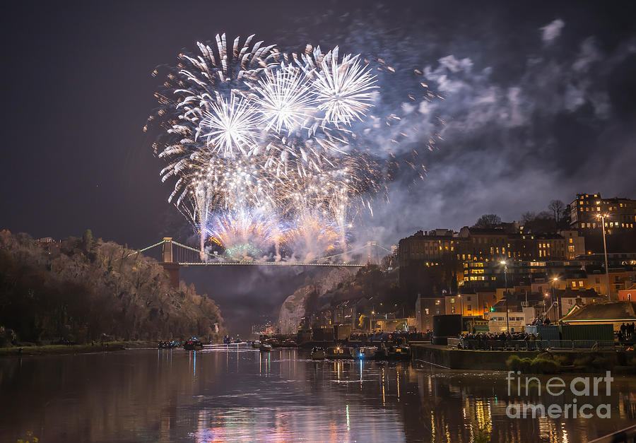 Clifton Suspension Bridge fireworks #4 Photograph by Colin Rayner