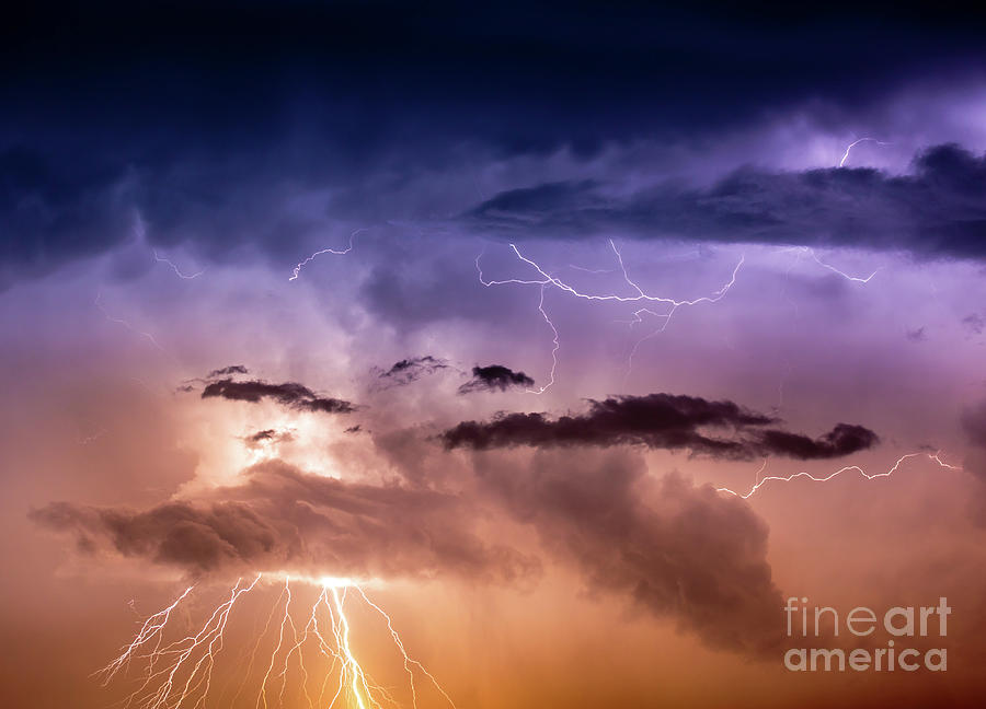 Cloudscape with thunder bolt #4 Photograph by Ragnar Lothbrok