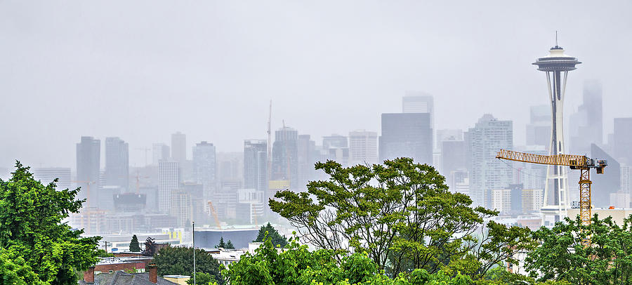 Cloudy And Foggy Day With Seattle Skyline #4 Photograph by Alex Grichenko