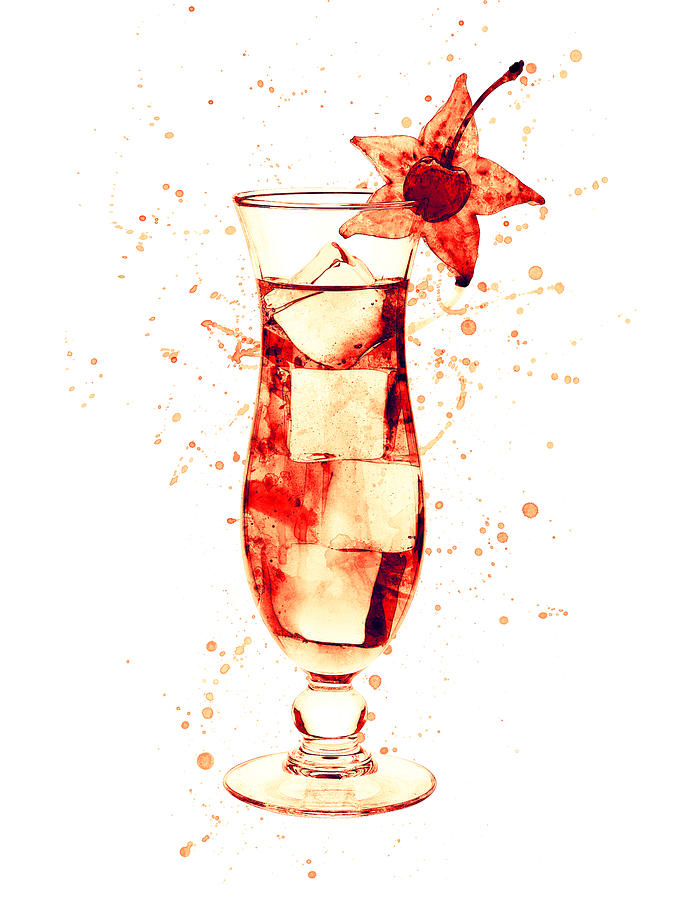 Cocktail Drinks Glass Watercolor #4 Digital Art by Michael Tompsett