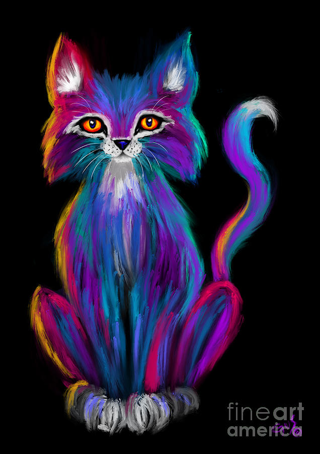 Colorful Cat #4 Painting by Nick Gustafson