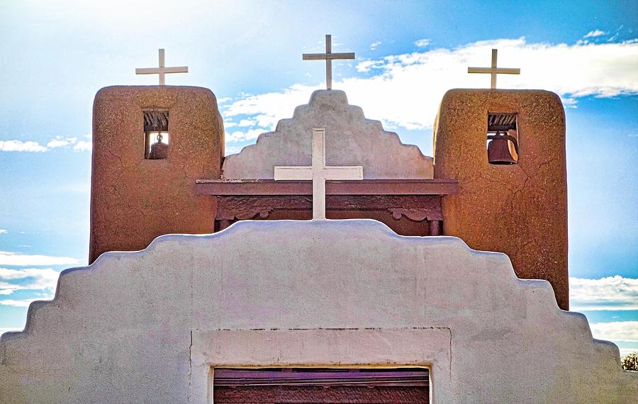 4 Crosses of Taos Pueblo Church Photograph by Robert Meyers-Lussier