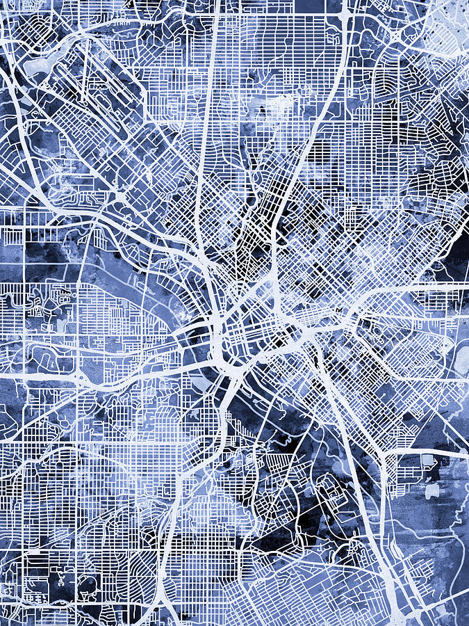 Dallas Texas City Map #4 Digital Art by Michael Tompsett