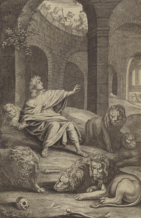 Lion Painting - Daniel in the Lions Den by English School