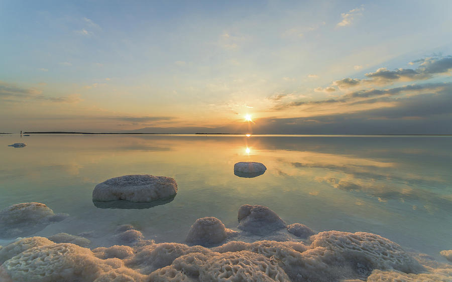 Landscape Photograph - Dead Sea Sunrise #5 by Isam Telhami