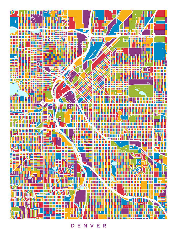 Denver Colorado Street Map Digital Art by Michael Tompsett - Fine Art ...