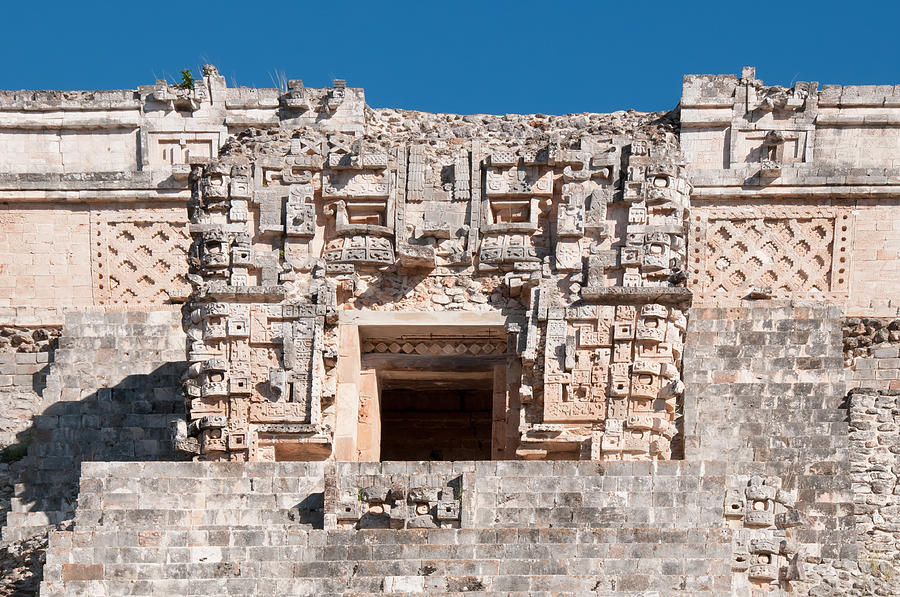 Detail of the magicians House in Uxmal #4 Digital Art by Carol Ailles