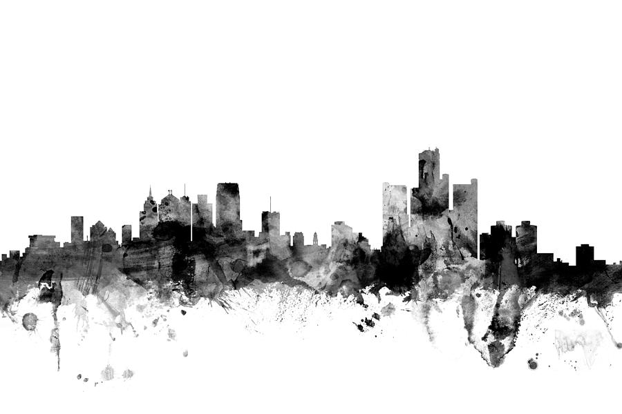 Detroit Michigan Skyline #4 Digital Art by Michael Tompsett