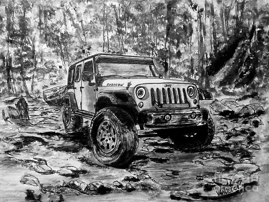 4 Door Jeep Rubicon Bw