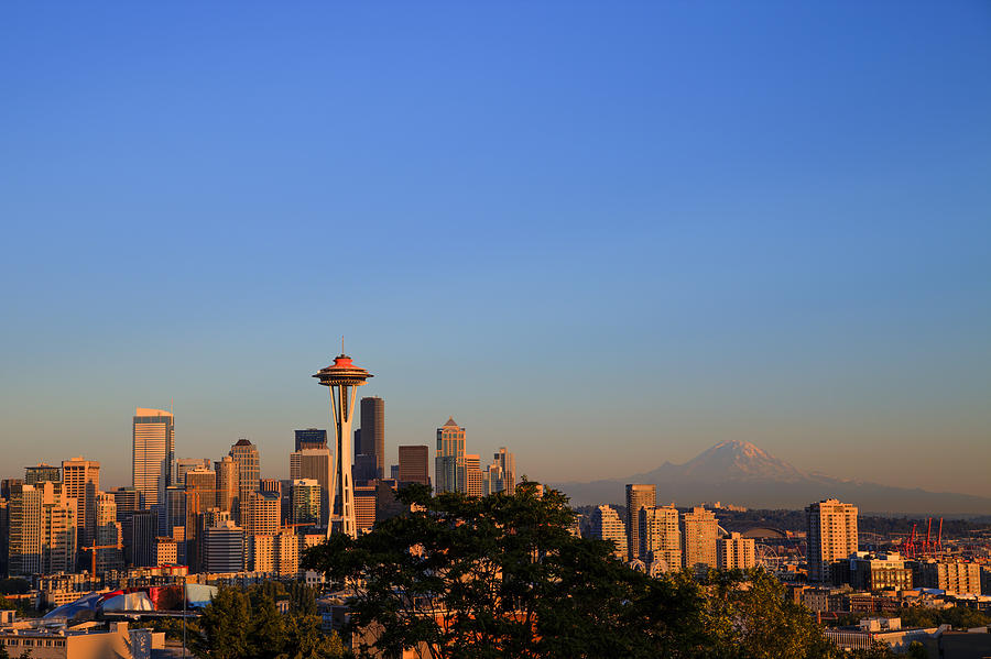 Sunset Photograph - Downtown Seattle #4 by T Q