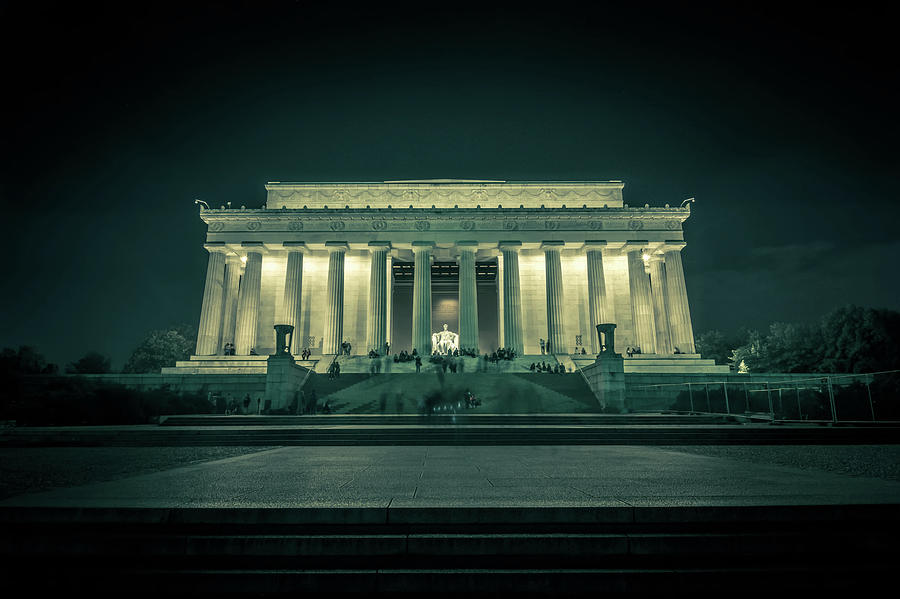 Dramatic And Moody Photo Of Lincoln Memorial At Night #4 Photograph by Alex Grichenko