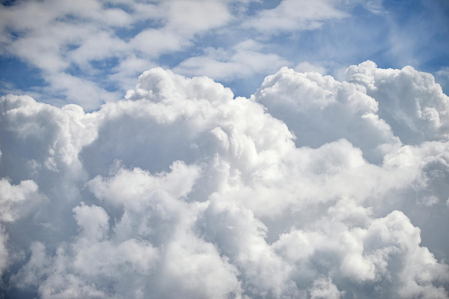 Dramatic cumulus clouds with high level cirrocumulus clouds for ...