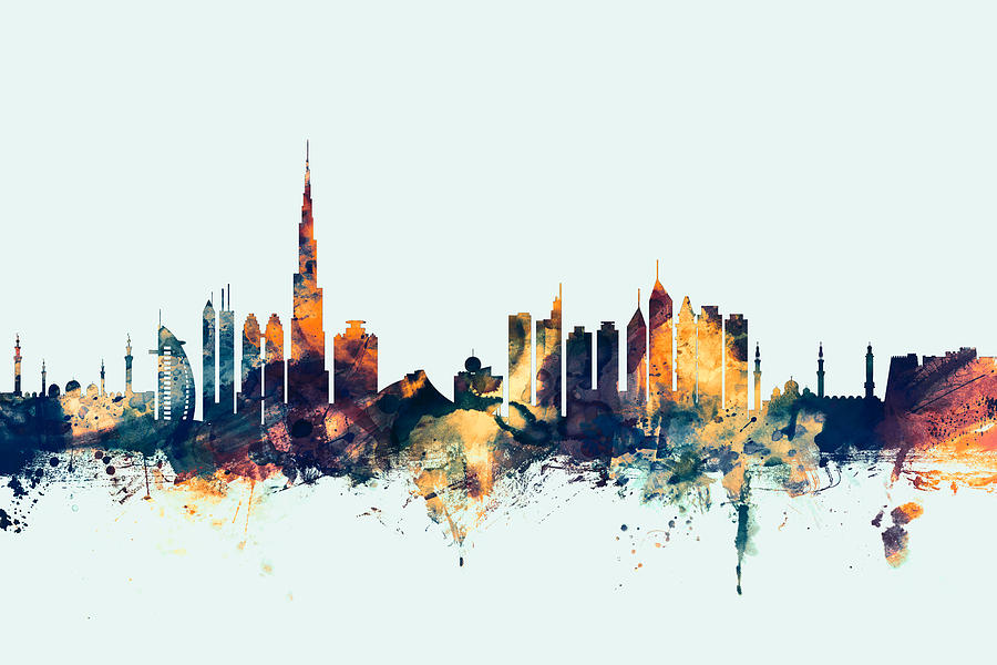 Dubai Skyline Digital Art by Michael Tompsett