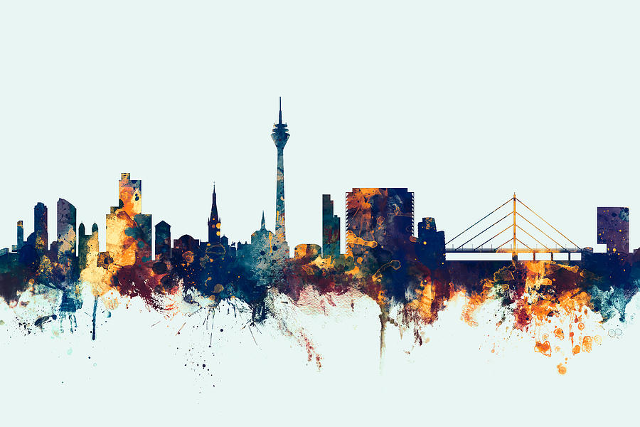 Dusseldorf Germany Skyline #4 Digital Art by Michael Tompsett