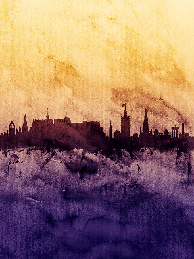 City Digital Art - Edinburgh Scotland Skyline #4 by Michael Tompsett