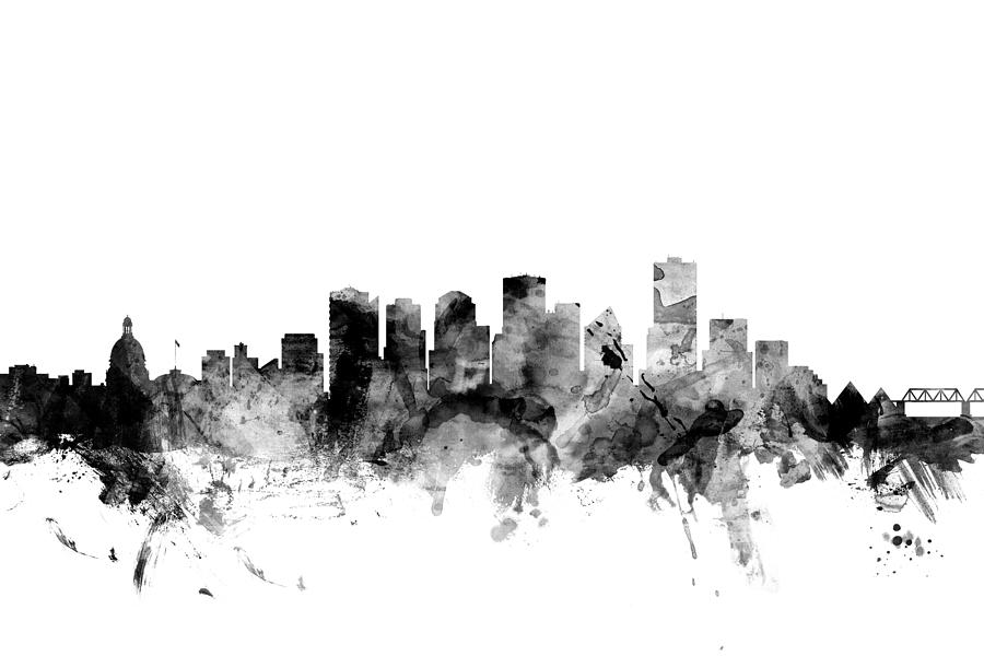 City Digital Art - Edmonton Canada Skyline #4 by Michael Tompsett