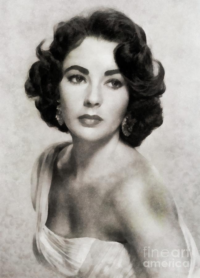 Elizabeth Taylor, Vintage Actress By Js Painting