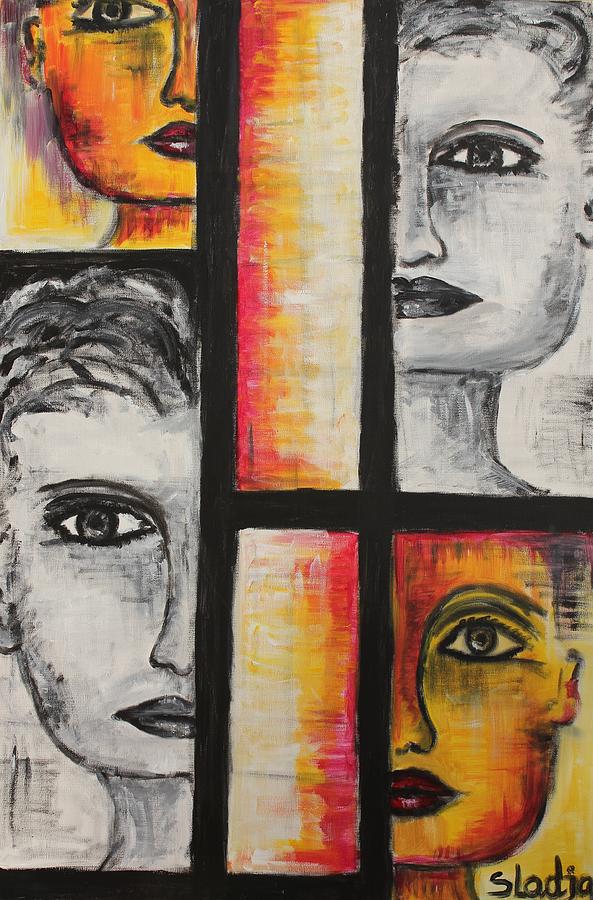 4 Faces Painting by Sladjana Lazarevic
