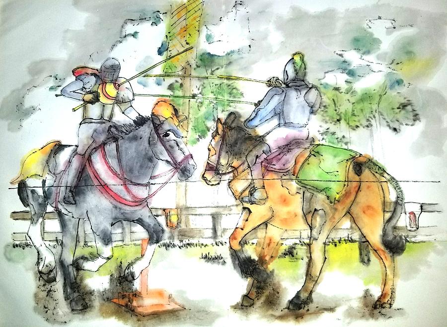 Falconry horses and jousting album  #4 Painting by Debbi Saccomanno Chan