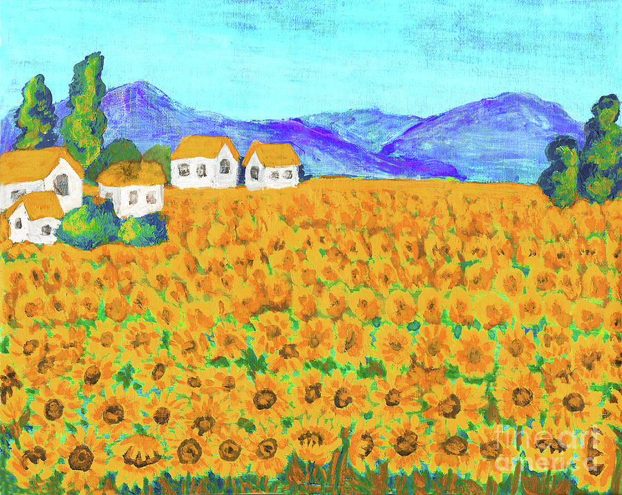 Field with sunflowers #4 Painting by Irina Afonskaya